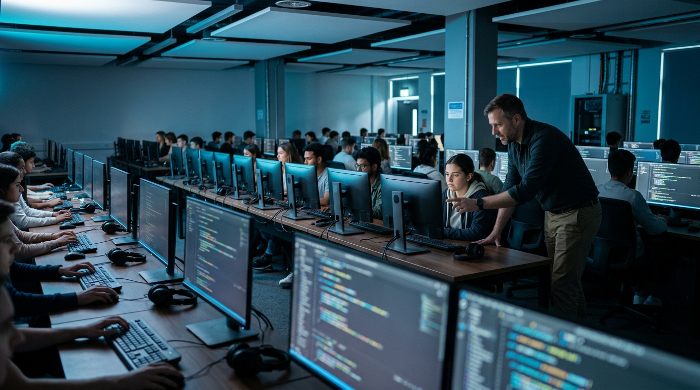 Laboratorium komputer dan sesi pemrograman untuk java development.